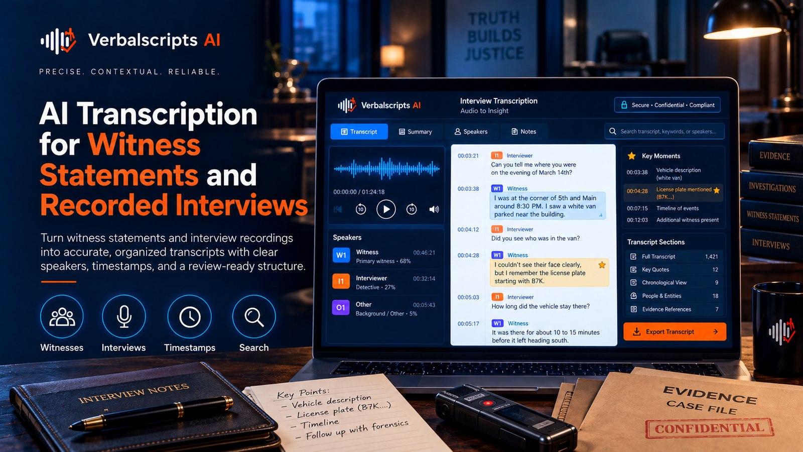 AI Transcription for Administrative Hearings - Verbalscripts AI workflow illustration