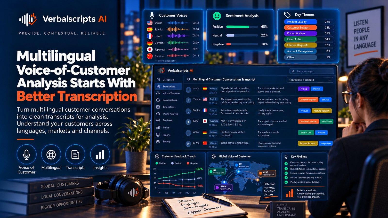 Premium editorial illustration representing ai translation for internal policies, training and corporate communication with structured language data and quality review