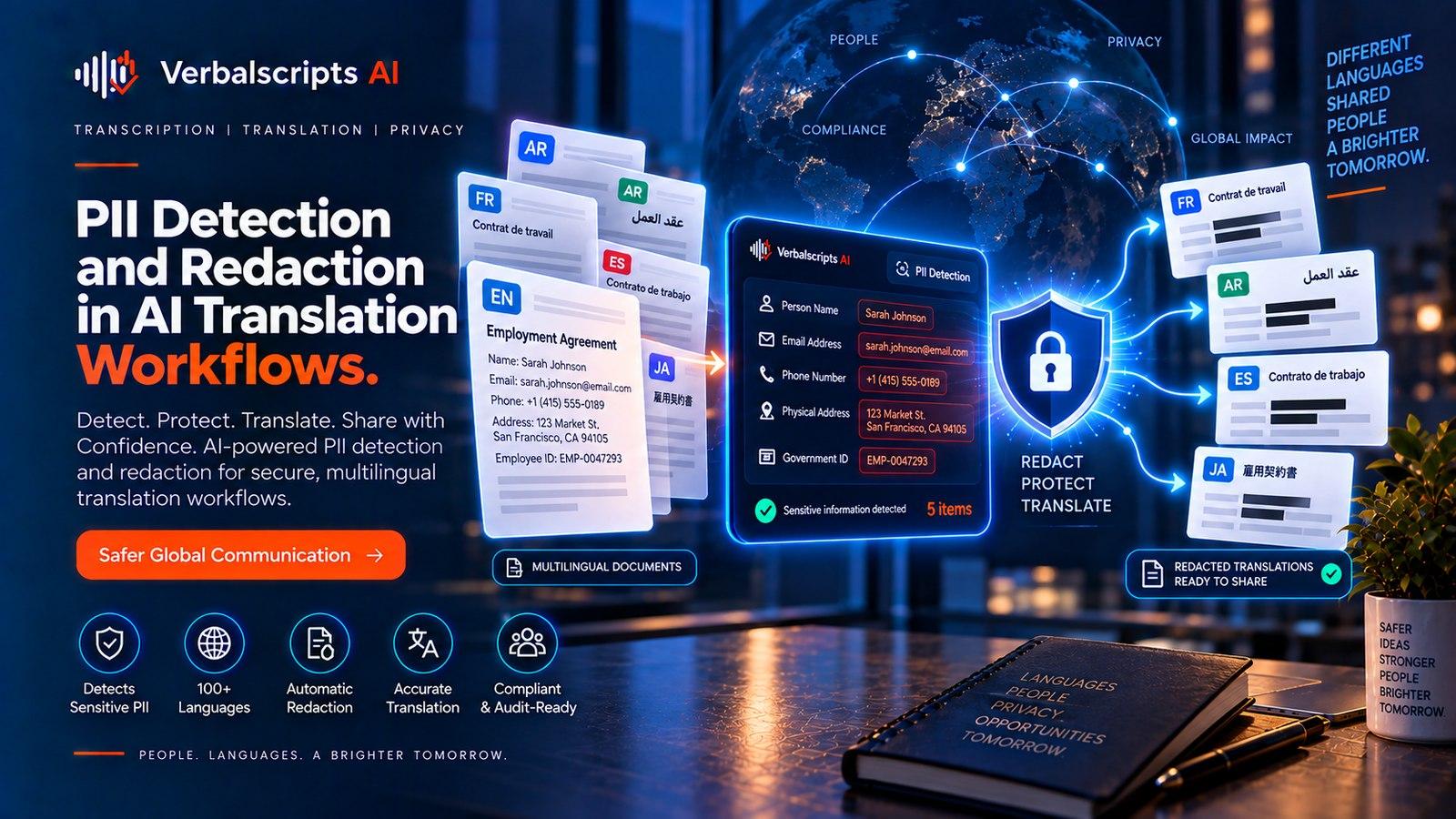 Editorial illustration for PII Detection and Redaction in AI Translation Workflows