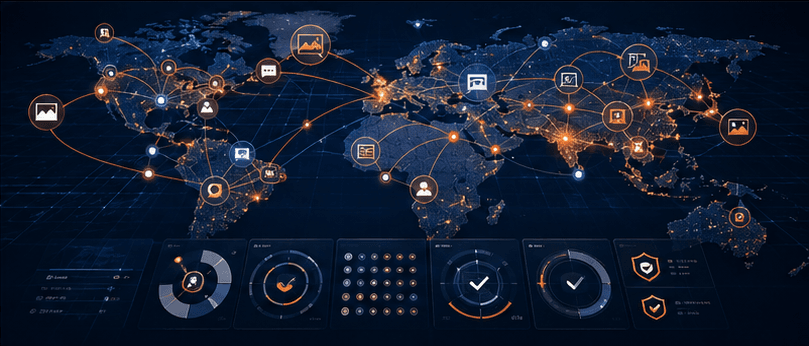 Global supplier network connecting data operations across regions