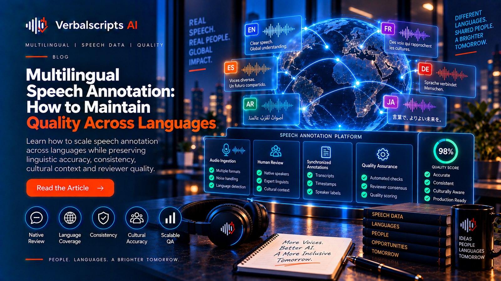 Editorial illustration for Multilingual Speech Annotation: How to Maintain Quality Across Languages