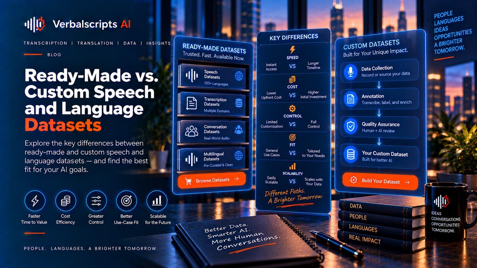 Editorial illustration for Ready-Made vs. Custom Speech and Language Datasets