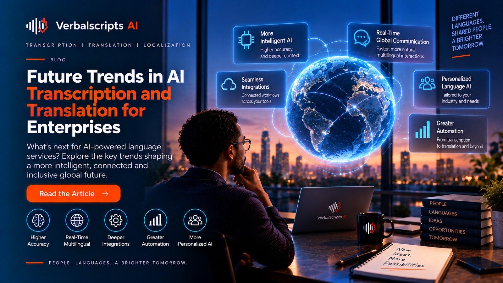 Editorial illustration for The Future of AI Language Services: Transcription, Translation, Speech AI and Human Expertise